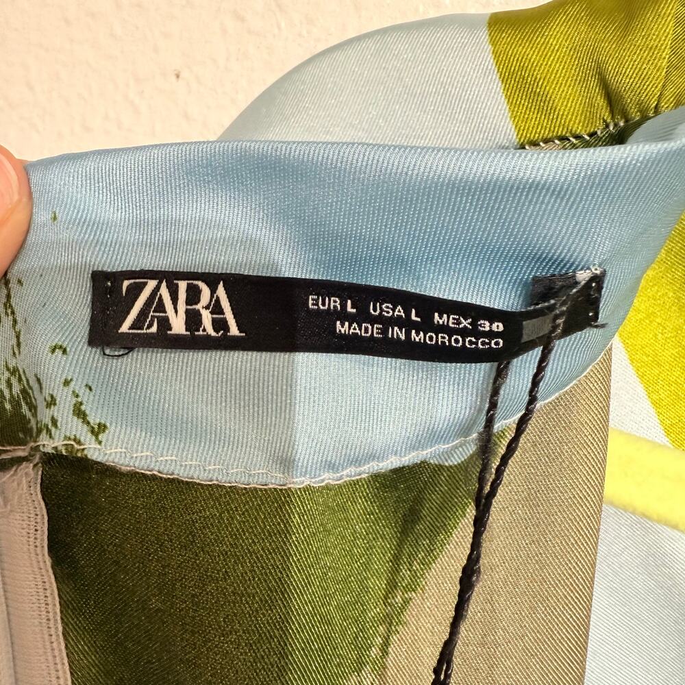 Zara Blue Multicolor Abstract Print Midi Dress Sz L NWT - Picture 5 of 14